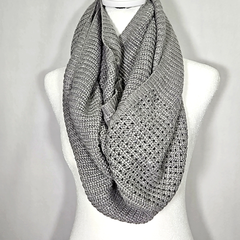 Calvin Klein Women's Infinity Grey Scarf with Rhinestones OS